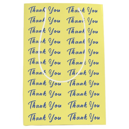 ライトイエロープレーンエレガントプロフェッショナルありがとう ミディアムペーパーバッグ (正面)