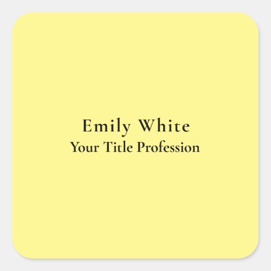 ライトイエロープレーンエレガントプロフェッショナルモダン スクエアシール (正面)