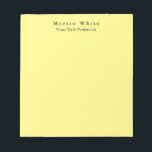 ライトイエロープレーンエレガントプロフェッショナルモダン ノートパッド<br><div class="desc">企業シンプル向けモダンのミニマルデザイン。このテンプレートは全カスタマイズてのプロフェッショナルの職業に合わせることができる。</div>