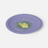 ライトイエローペリウィンクルブルーバラ結婚フローラ ペーパープレート (アングル)