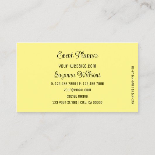 ライトイエローモダンゴージャスハートかわいい 名刺 (裏面)