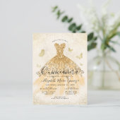 ライトイエローモダン金ゴールドグリッターガウンキンセアニェラ ポストカード (スタンド正面)