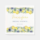 ライトイエローレモンのウェディングシャワーペーパー スタンダードカクテルナプキン (正面)