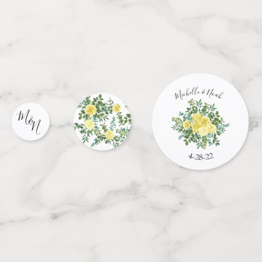 ライトイエローローズヴィンテージ春の結婚式 コンフェッティ (正面)