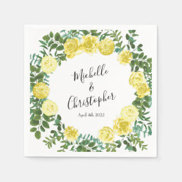 ライトイエローローズヴィンテージ春の結婚式 スタンダードカクテルナプキン
