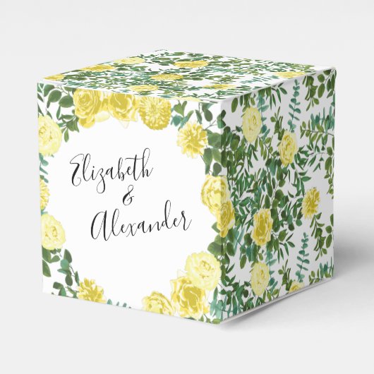 ライトイエローローズヴィンテージ春の結婚式 フェイバーボックス (正面サイド)