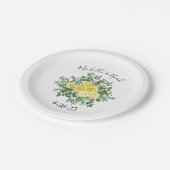 ライトイエローローズヴィンテージ春の結婚式 ペーパープレート (アングル)