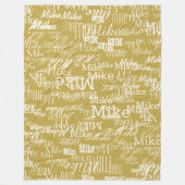 ライトイエロー名スタンプ付きアロバーオーチャイエロー フリースブランケット (正面)