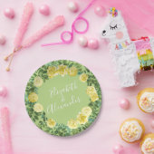 ライトイエロー淡い色のとグリーンバラフローラ結婚ズ ペーパープレート (パーティー)