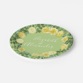 ライトイエロー淡い色のとグリーンバラフローラ結婚ズ ペーパープレート (アングル)