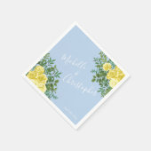 ライトイエロー淡い色の&ブルーバラフローラ結婚ズ スタンダードカクテルナプキン (角)