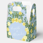 ライトイエロー淡い色の&ブルーバラフローラ結婚ズ フェイバーボックス (オープン)