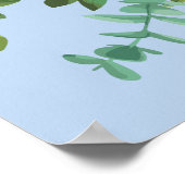 ライトイエロー淡い色の&ブルーバラフローラ結婚ズ ポスター (角)