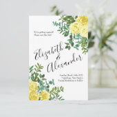 ライトイエロー牡丹バラ結婚フローラ救の日付 招待状 (スタンド正面)