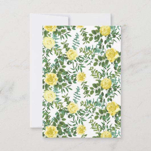 ライトイエロー牡丹バラ結婚フローラ救の日付 招待状 (裏面)