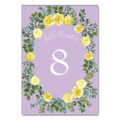 ライトイエロー薄紫パープルバラ結婚フローラ テーブルナンバー (正面)