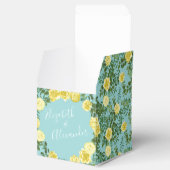 ライトイエロー&アクアティール（緑がかった色）バラフローラ結婚ズ フェイバーボックス (オープン)