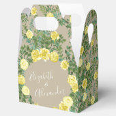 ライトイエロー&カーキベージュ色バラフローラ結婚ズ フェイバーボックス (オープン)