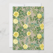 ライトイエロー&カーキベージュ色バラフローラ結婚ズ 招待状 (裏面)