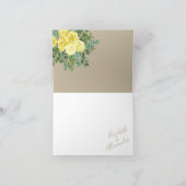 ライトイエロー&カーキベージュ色結婚ズサンキュー サンキューカード (内部)
