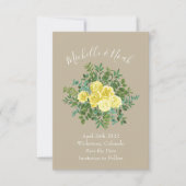 ライトイエロー&カーキベージュ色結婚ズ救デート 招待状 (正面)