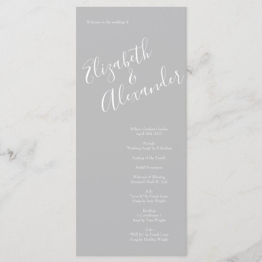 ライトイエロー&グレーバラフローラ結婚式 プログラム (正面)