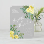 ライトイエロー&グレー牡丹&バラフローラ結婚ズ 招待状 (スタンド正面)