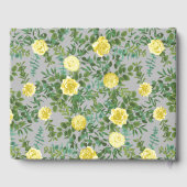 ライトイエロー & グレー 牡丹 & ローズ フラワーの結婚式 ゲストブック (裏面)