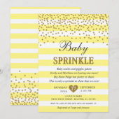 ライトイエロー ゴールド ビー ストライプ ニュートラル ベイビー スプリンクル 招待状 (正面/裏面)