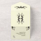 ライトイエロー&ブラックトリフォールドRsvp 結婚's オールインワン招待状 (外側)