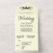 ライトイエロー&ブラックトリフォールドRsvp 結婚's オールインワン招待状 (内側)