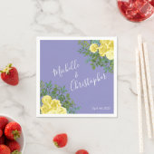 ライトイエロー&ペリウィンクルブルーバラ結婚フローラ スタンダードカクテルナプキン (インサイチュ)