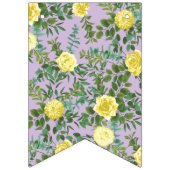 ライトイエロー&薄紫パープルバラフローラ結婚ズ バンティングフラッグ (第1の旗)