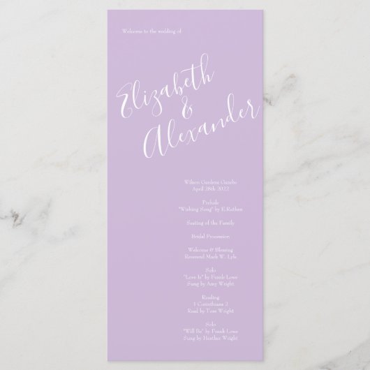 ライトイエロー&薄紫パープルバラ結婚式 プログラム (正面)