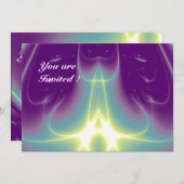 ライトウェーブ，アクアブルーパープル，ホワイト，イエロー 招待状 (正面/裏面)