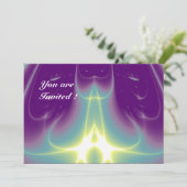 ライトウェーブ、アクアブルー、パープル、ホワイト、イエロー 招待状 (スタンド正面)