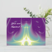 ライトウェーブ ,アクア ブルー パープル,ホワイト,イエロー 招待状 (スタンド正面)