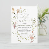 ライトウォーターカラー野草花ベビーシャワー 招待状 (スタンド正面)
