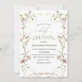 ライトウォーターカラー野草花ベビーシャワー 招待状 (正面)