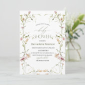 ライトウォーターカラー野草花ベビーシャワー 招待状 (スタンド正面)