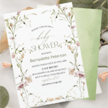 ライトウォーターカラー野草花ベビーシャワー