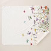 ライトウォーター色の野生の花の蝶の草原 シェルパブランケット (正面(横))