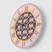 ライトウォール時計の紫と金ゴールドのパターン ラージ壁時計 (傾斜)