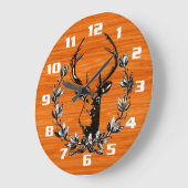 ライトウッドにローレル葉ヴィンテージインの鹿 ラージ壁時計 (傾斜)