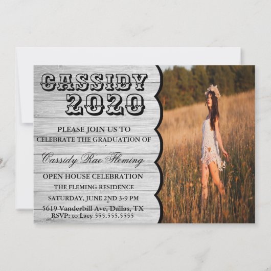 ライトウッドカントリースタイル卒業招待状 招待状 (裏面)