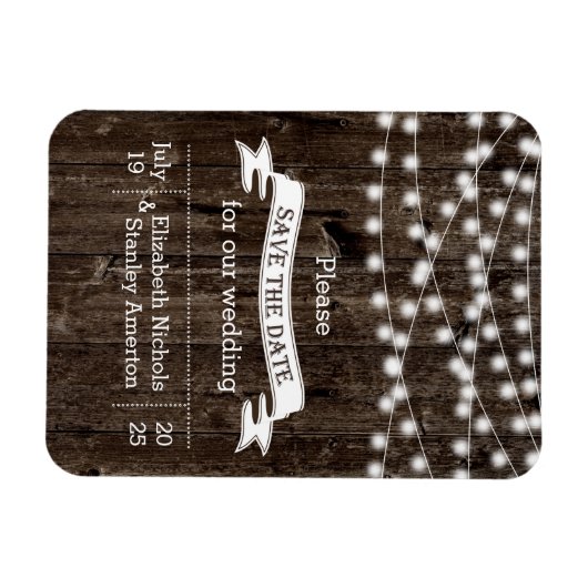 ライトウッド夏の結婚式の文字列の日付を保存 マグネット (横)