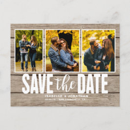 ライトウッド素朴フォトコラージュ日付の保存 案内ポストカード