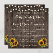 ライトウッ素朴ドヒマワリ結婚式招待状 招待状 (正面/裏面)