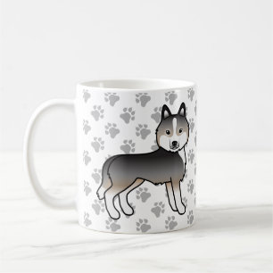 ライトウルフグレー シベリアンハスキー カートゥーン 犬と足 コーヒーマグカップ