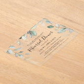 ライトエアリー水彩植物体リハーサルディナー アクリル招待状 (レイダウン)